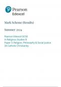 Pearson Edexcel GCSE In Religious Studies B Paper 3: Religion, Philosophy & Social Justice 3A Catholic Christianity  mark scheme 2024 june 1rbo/3a