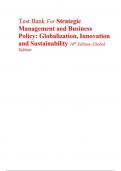 Test Bank For Strategic Management and Business Policy, Globalization, Innovation and Sustainability 16th Edition, Global Edition