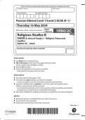 Pearson Edexcel Level 1/Level 2 GCSE Religious Studies B PAPER 2: Area of Study 2 – Religion, Peace and Conflict Option 2C – Islam question paper 2024 june 1rbo/2c