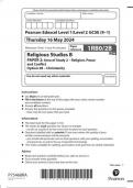 Pearson Edexcel Level 1/Level 2 GCSE Religious Studies B PAPER 2: Area of Study 2 – Religion, Peace and Conflict Option 2B – Christianity question paper 2024 june 1rbo/2b