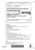 Pearson Edexcel Level 1/Level 2 GCSE  Religious Studies B PAPER 1: Area of Study 1 – Religion and Ethics Option 1G – Sikhism question paper 2024 june 1rbo/1g