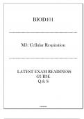 BIOD101 (M3- Cellular Respiration) Latest Exam Readiness Guide 2024