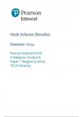 Pearson Edexcel GCSE In Religious Studies B Paper 1 Religion & Ethics 1B Christianity mark scheme 2024 june 1rbo/1b