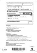 Pearson Edexcel Level 1/ Level 2 GCSE  Religious Studies A PAPER 4: Area of Study 4 – Textual Studies Option 4B – The Qur’an  question paper 2024 june 1rao/4b