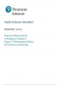 Pearson Edexcel GCSE In Religious Studies A Paper 3: Philosophy & Ethics 3A Catholic Christianity mark scheme june 2024 1rao/3a