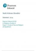 Pearson Edexcel GCSE In Religious Studies A Paper 2: Study of Second Religion 2D Buddhism mark scheme 2024 june 1rao/2d