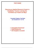 Test Bank for Planning an Applied Research Project in Hospitality, Tourism, and Sports, 1st Edition by Mayo (All Chapters included)