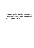 Property and Casualty Insurance Licensing Exam Latest Answered 2023 | Rated 100%