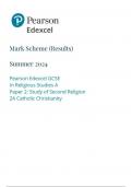 Pearson Edexcel GCSE In Religious Studies A Paper 2: Study of Second Religion 2A Catholic Christianity mark scheme june  2024  1rao/2a