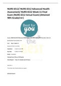 NURS 6512/ NURS 6512 Advanced Health  Assessment/ NURS 6512 Week 11 Final  Exam (NURS 6512 Actual Exam) (Attained  98% Graded A+)