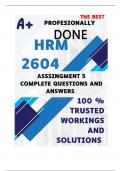 HRM2604 Assessment 5 Full Solutions Semester 2 2024 - DUE 29 October 2024 ;100 % TRUSTED workings, Expert Solved, Explanations and Solutions