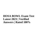 HOSA BOWL Exam Test; Latest 2023 | Verified Answers | Rated A+
