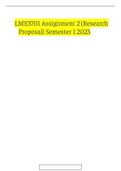 LME3701 Assignment 2 (RESEARCH PROPOSAL ANSWERS) Semester 2 2023 - DUE 1 September 2023 (LME3701 Assignment 2 (RESEARCH PROPOSAL ANSWERS) Semester 2 2023 - DUE 1 September 2023)