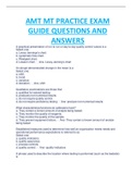 AMT MT PRACTICE EXAM GUIDE QUESTIONS AND ANSWERS ALREADY PASSED| A+ GRADED 100% VERIFIED.