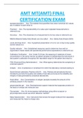 AMT MT(AMT) FINAL CERTIFICATION EXAM QUESTIONS AND ANSWERS ALREADY PASSED| A+ GRADED 100% VERIFIED.