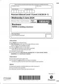 Pearson Edexcel Level 1/Level 2 GCSE  Business PAPER 2: Building a business question paper 2024 june 1bso/02