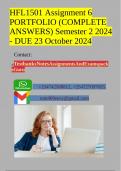 HFL1501 Assignment 6 PORTFOLIO (COMPLETE ANSWERS) Semester 2 2024 - DUE 23 October 2024