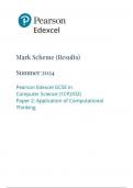 Pearson Edexcel GCSE In Computer Science (1CP2/02) Paper 2: Application of Computational Thinking  mark scheme 2024 june 1cp2/02