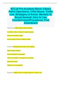 SCCJA Pre-Academy Block 2-Basic Patrol Operations, Child Abuse, Traffic Law, Strategies of Arrest, Mentally Ill, Sexual Assault, Intro to Law, Courts/Crimes/Procedures, First Amendment