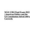 WGU C 963 American Politics and the US Constitution Exam 2022/2023 Solved 100% Correctly