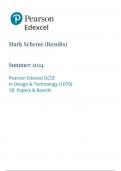 Pearson Edexcel GCSE In Design & Technology (1DT0) 1B: Papers & Boards  mark scheme 2024 june 1dto/1b