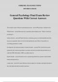 General Psychology Final Exam Review Questions With Correct Answers