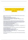 Fundamentals OF Nursing Kaplan Agn QUESTIONS AND ANSWERS 100% VERIFIED.