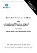 Test Bank For Articulation and Phonology in Speech Sound Disorders: A Clinical Focus 6th Edition by  Jacqueline Bauman-Waengler All Chapters - 9780136631583