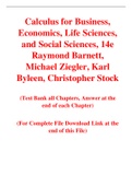 Calculus for Business Economics Life Sciences and Social Sciences 14th Edition By Raymond Barnett, Michael Ziegler, Karl Byleen, Christopher Stock (Test Bank)
