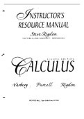 Instructor's Resource Solutions Manual for Calculus 8th Edition