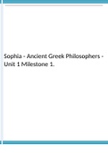 Sophia - Ancient Greek Philosophers - Unit 1 Milestone 1 100% Correct .