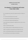 Investigation 2: Weathering and Erosion Exam Study Guide.