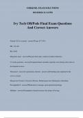 Ivy Tech OB/Peds Final Exam Questions And Correct Answers