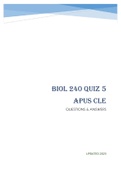 BIOL 240 QUIZ 5  APUS CLE - QUESTIONS & ANSWERS (scored 97%) UPDATED 2023 