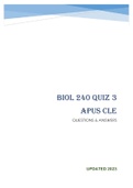 BIOL 240 QUIZ 3 APUS CLE - QUESTIONS & ANSWERS (scored 98%) 2023 Updated