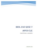 BIOL 240 QUIZ 7 APUS CLE - QUESTIONS & ANSWERS (scored 98%) 2023 Updated