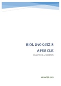 BIOL 240 QUIZ 8 APUS CLE - QUESTIONS & ANSWERS (scored 97%)  2023 Updated