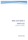 BIOL 240 QUIZ 2 APUS CLE - QUESTIONS & ANSWERS (Scored 96%) Latest 2023