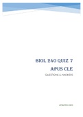 BIOL 240 QUIZ 7 APUS CLE - QUESTIONS & ANSWERS (Scored 98%) Latest 2023