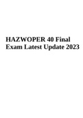 HAZWOPER 40 Final Exam Latest Update 2023-2024