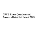 CPCE Exam Questions and Answers Rated 100% Latest 2023-2024