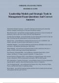 Leadership Models and Strategic Tools in Management Exam Questions And Correct Answers