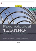 Test Bank for Psychological Testing;Principles, Applications and Issues 9th Edition by Robert Kaplan & Dennis Saccuzzo - Complete Elaborated & Latest Test Bank. ALL Chapters (1-21) Included & Updated