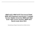 NRNP 6635/ NRNP 6635 Final Actual EXAM/  NRNP 6635 Questions and Answers 3 merged  Version/ Walden University NRNP 6635 Real  Exam 100% Correct Answers/ NRNP 6635  Recent exam done 2023