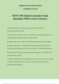 MTTC 051 School Counselor Exam Questions With Correct Answers.