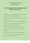 MTTC Integrated Science Exam Questions With Correct Answers.