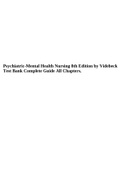 Psychiatric-Mental Health Nursing 8th Edition by Videbeck Test Bank Complete Guide All Chapters.