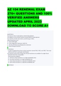 AZ 104 RENEWAL EXAM  WITH OVER 370+ QUESTIONS AND 100% VERIFIED ANSWERS   2023/24 GRADED A+