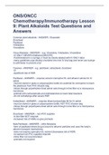 ONS/ONCC Chemotherapy/Immunotherapy Lesson 9: Plant Alkaloids Test Questions and Answers