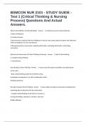 BSMCON NUR 2101 - STUDY GUIDE -Test 1 (Critical Thinking & Nursing Process) Questions And Actual Answers.